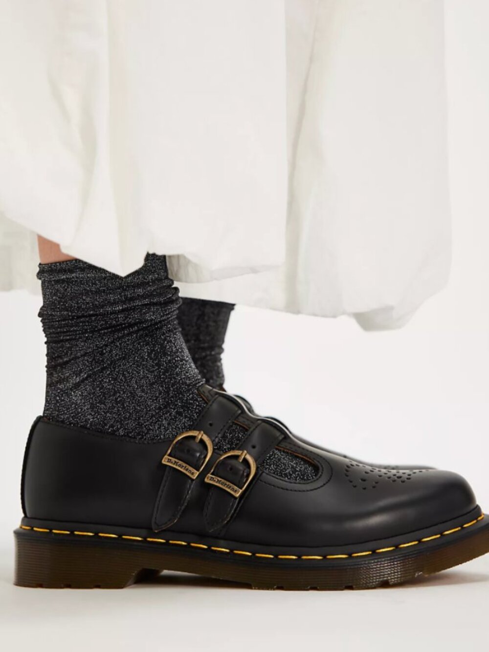 Dr Martens Virginia Leather Mary Jane Shoes Brougue 8065 Black New Womens Size 7 - Picture 8 of 9